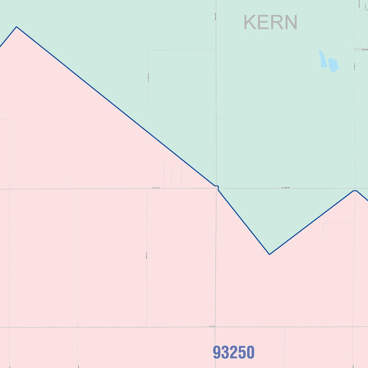 Color Cast Zip Code Style Wall Map of Delano, CA