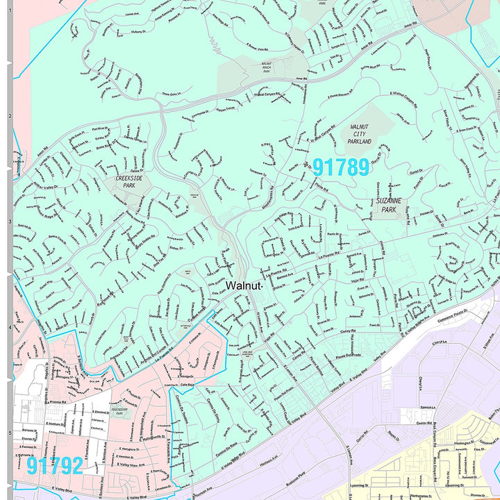 Premium Style Wall Map of Diamond Bar, CA