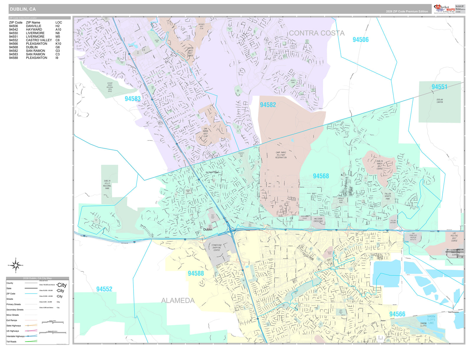 Premium Style Wall Map of Dublin, CA