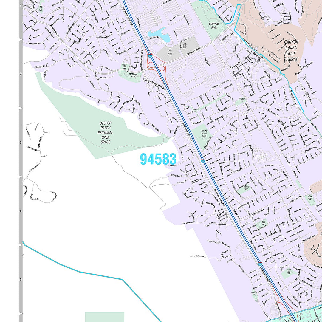 Premium Style Wall Map of Dublin, CA