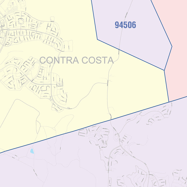 Color Cast Zip Code Style Wall Map of Dublin, CA
