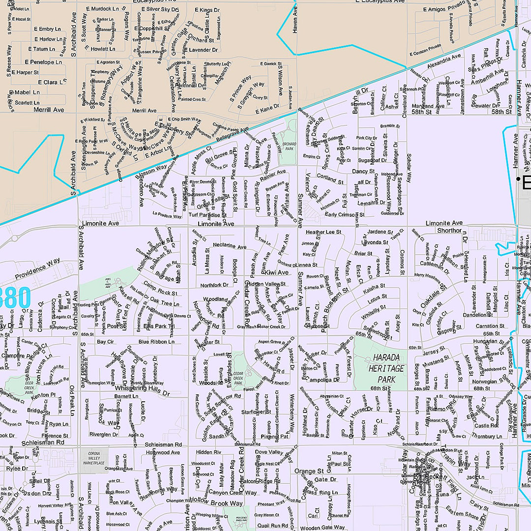Premium Style Wall Map of Eastvale, CA