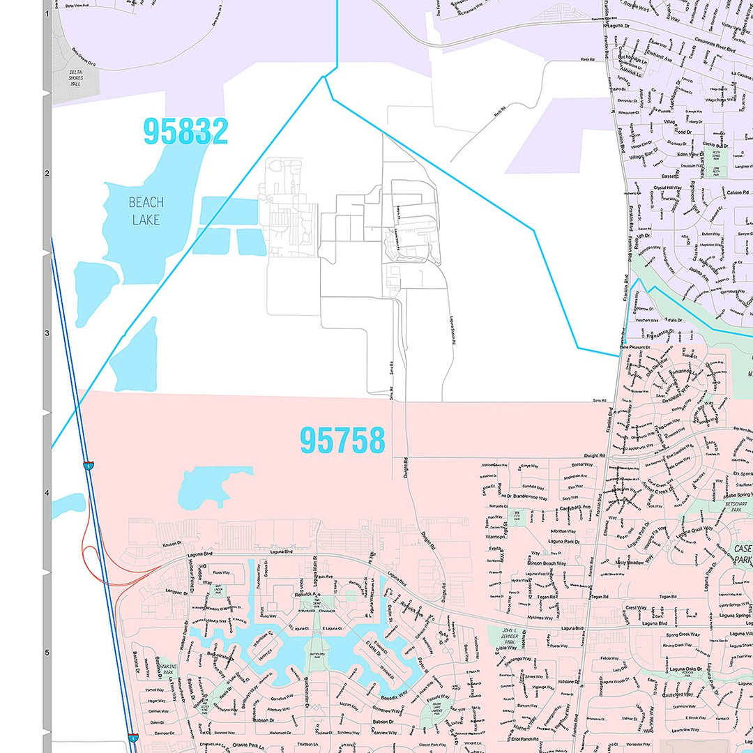 Premium Style Wall Map of Elk Grove CA