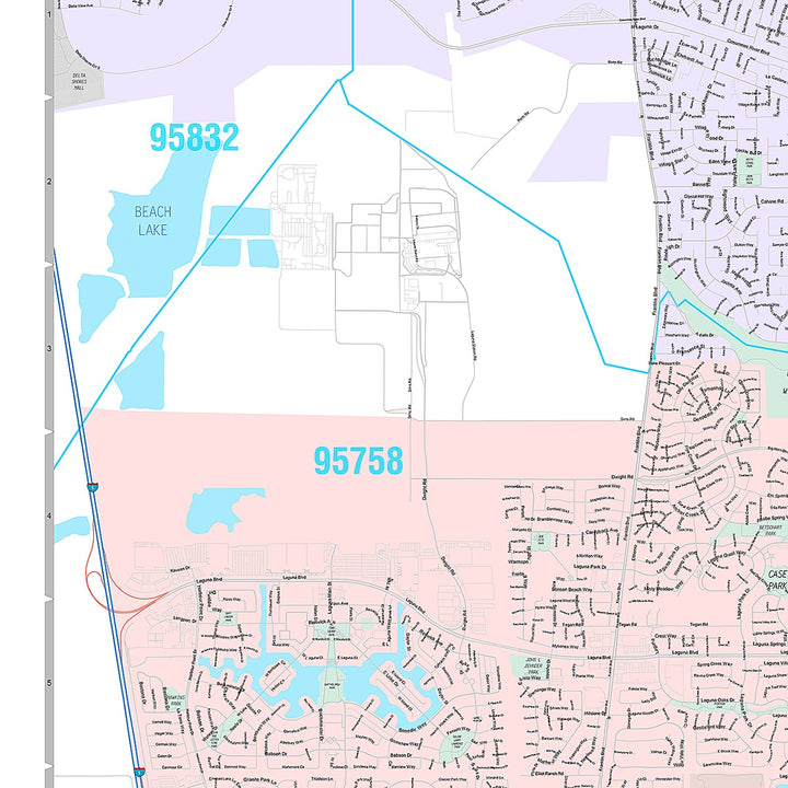 Premium Style Wall Map of Elk Grove CA