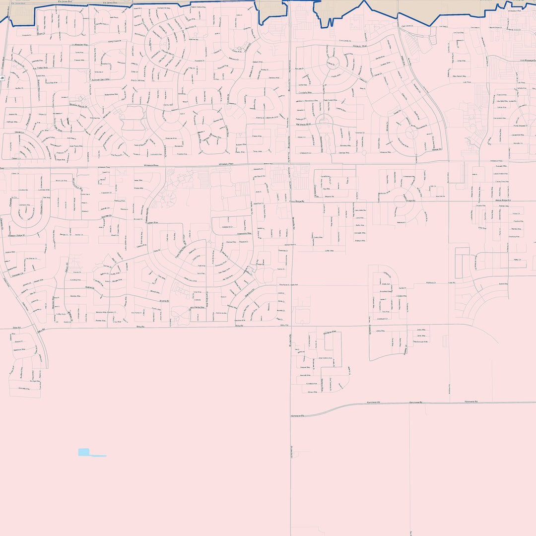 Color Cast Zip Code Style Wall Map of Elk Grove, CA