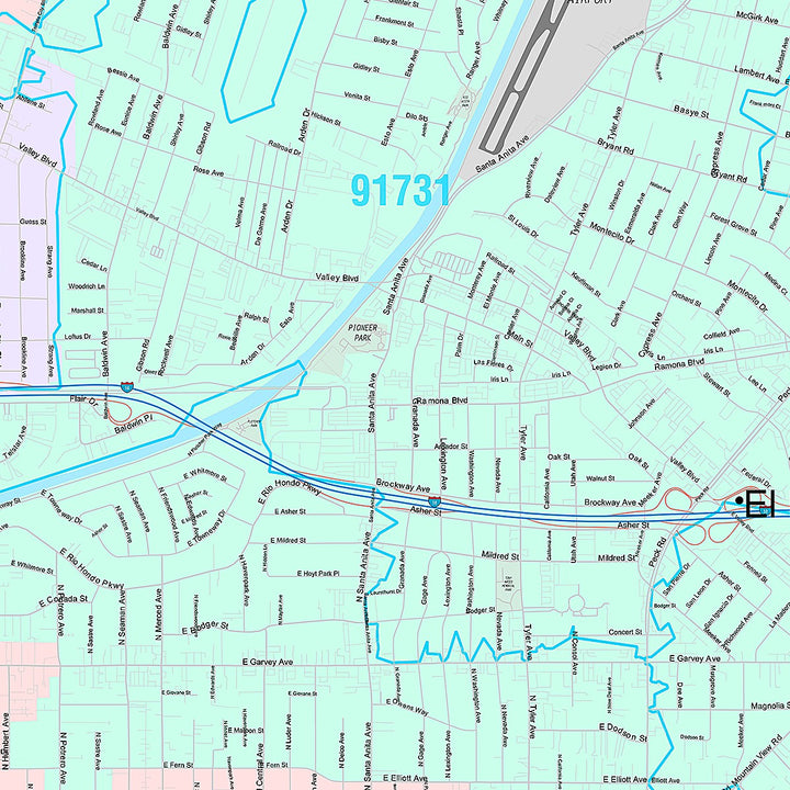 Premium Style Wall Map of El Monte, CA