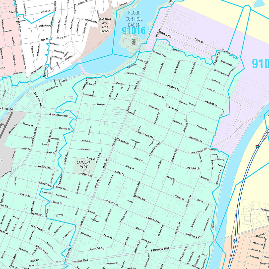 Premium Style Wall Map of El Monte, CA