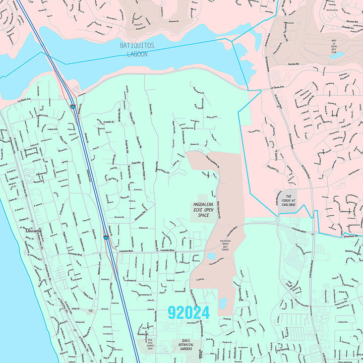 Premium Style Wall Map of Encinitas, CA