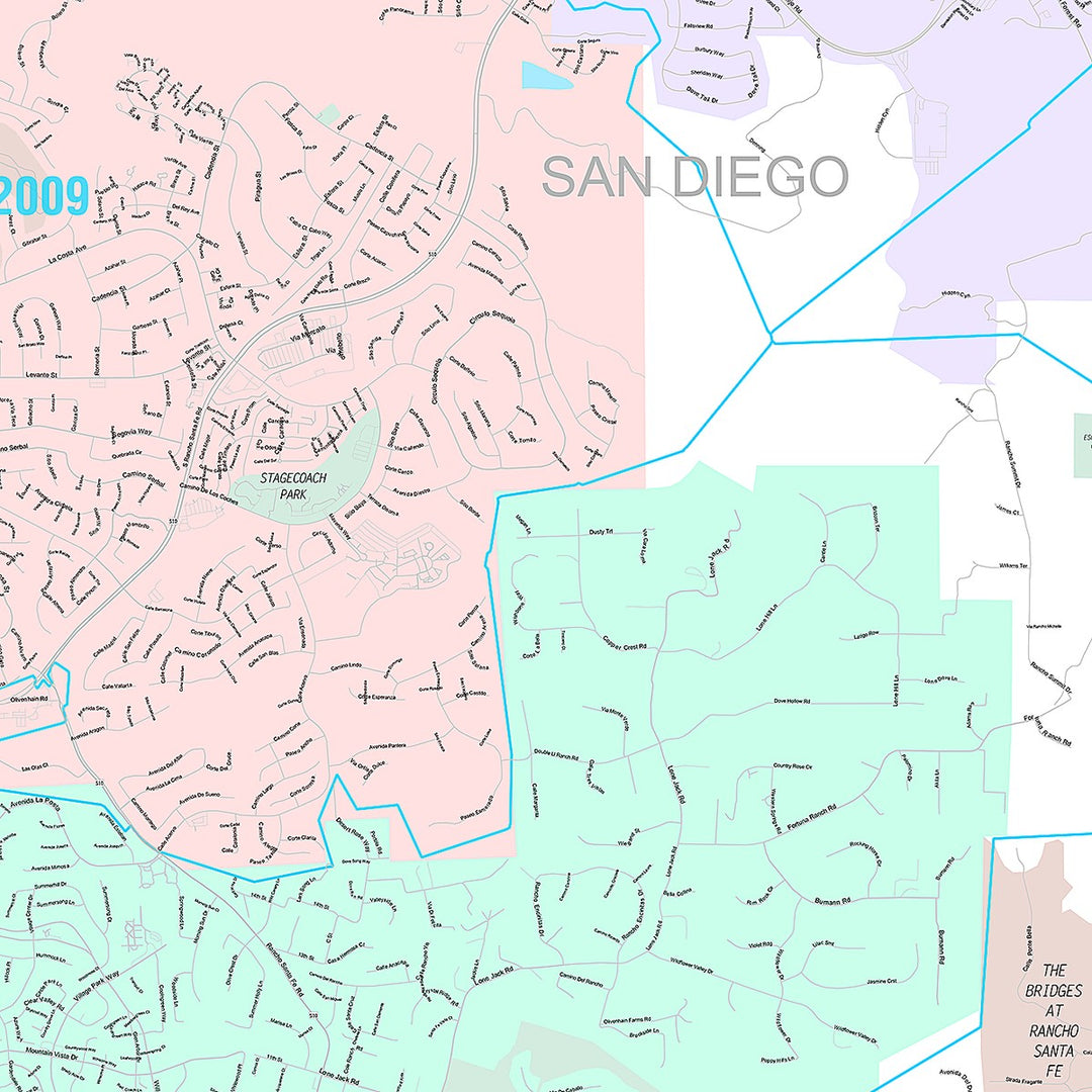 Premium Style Wall Map of Encinitas, CA