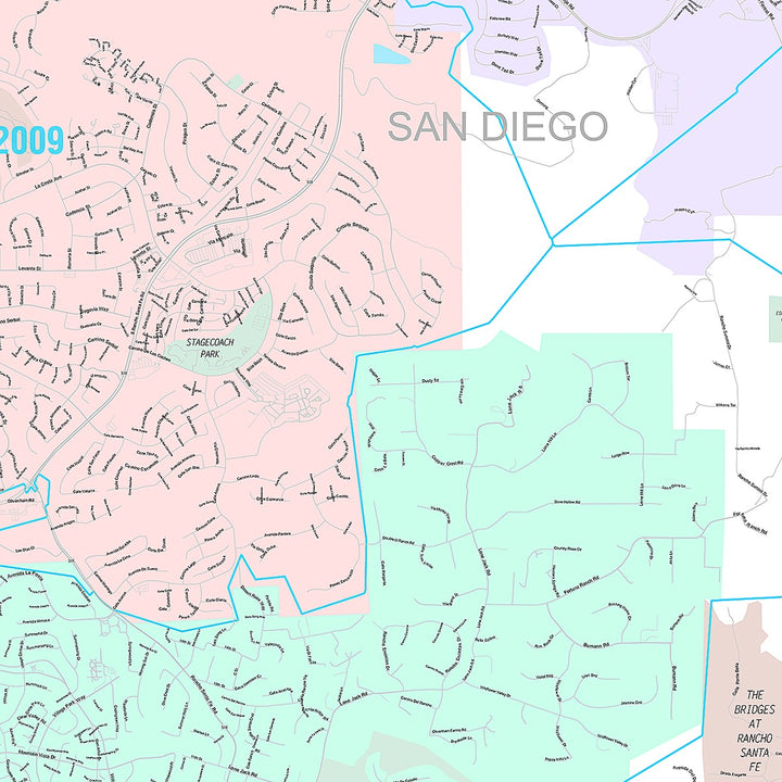 Premium Style Wall Map of Encinitas, CA