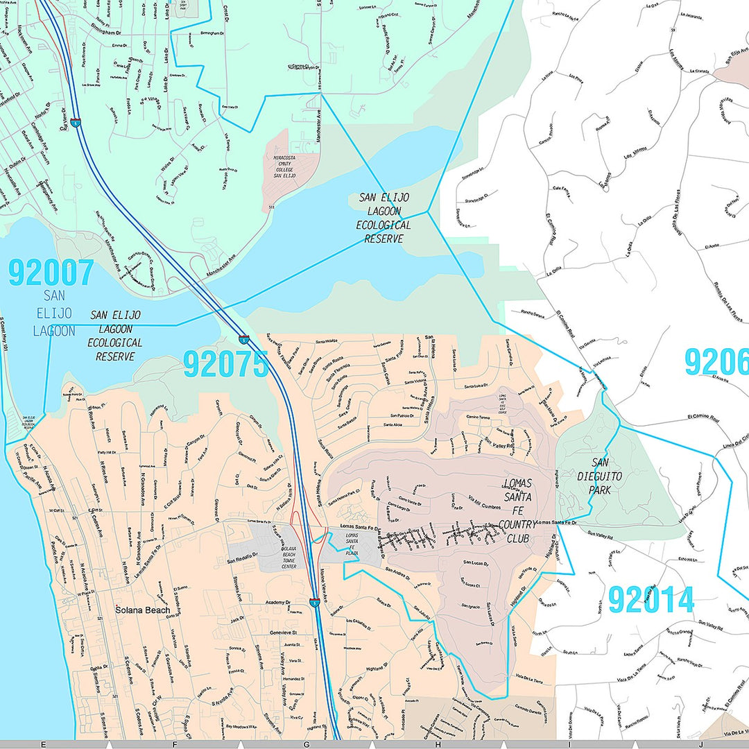 Premium Style Wall Map of Encinitas, CA