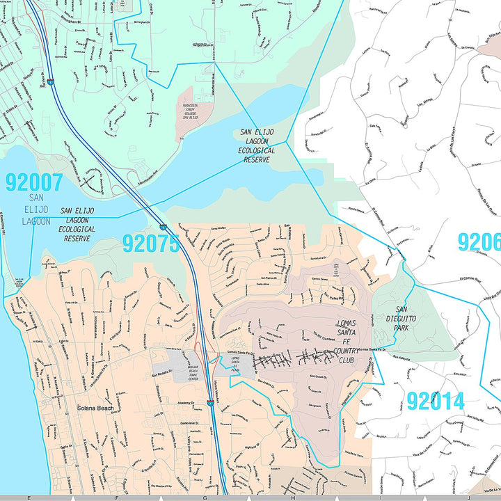 Premium Style Wall Map of Encinitas, CA