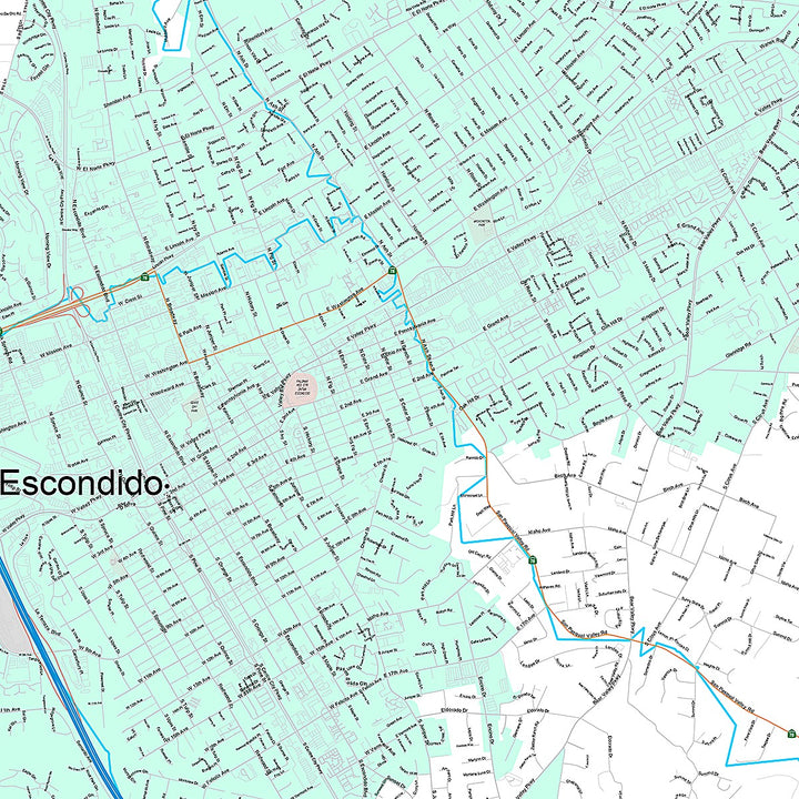 Premium Style Wall Map of Escondido, CA