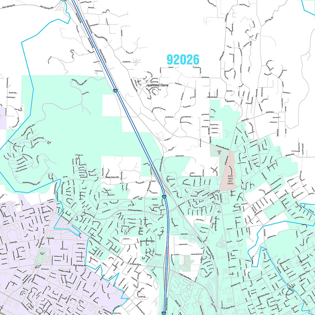 Premium Style Wall Map of Escondido, CA
