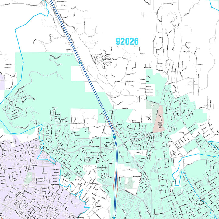 Premium Style Wall Map of Escondido, CA