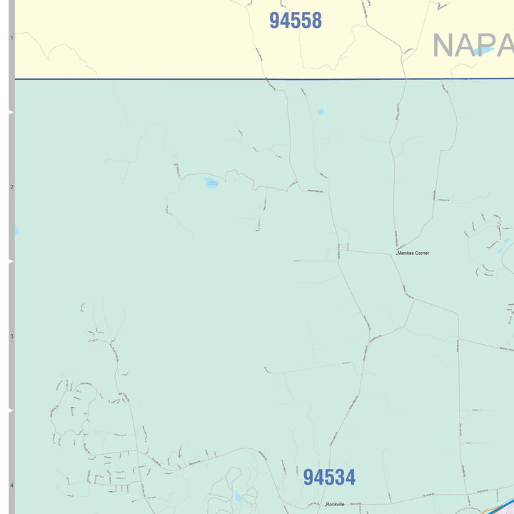 Color Cast Zip Code Style Wall Map of Fairfield, CA