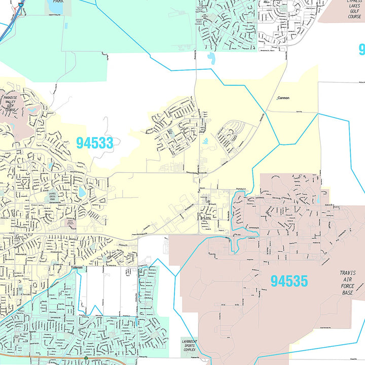 Premium Style Wall Map of Fairfield, CA