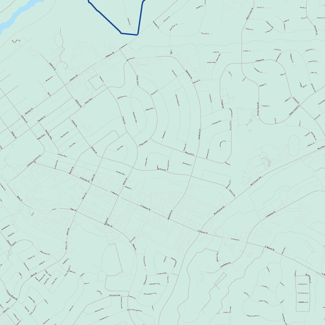 Color Cast Zip Code Style Wall Map of Folsom, CA
