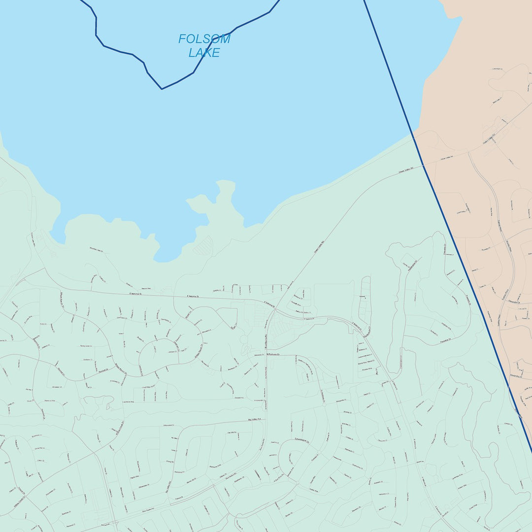 Color Cast Zip Code Style Wall Map of Folsom, CA
