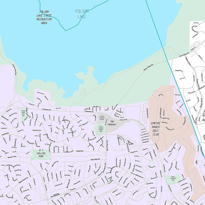 Premium Style Wall Map of Folsom, CA