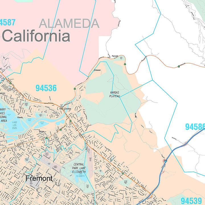 Premium Style Wall Map of Fremont CA