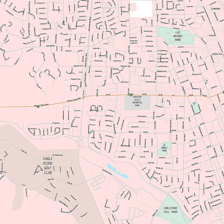 Premium Style Wall Map of Gilroy, CA