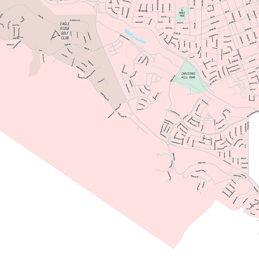 Premium Style Wall Map of Gilroy, CA