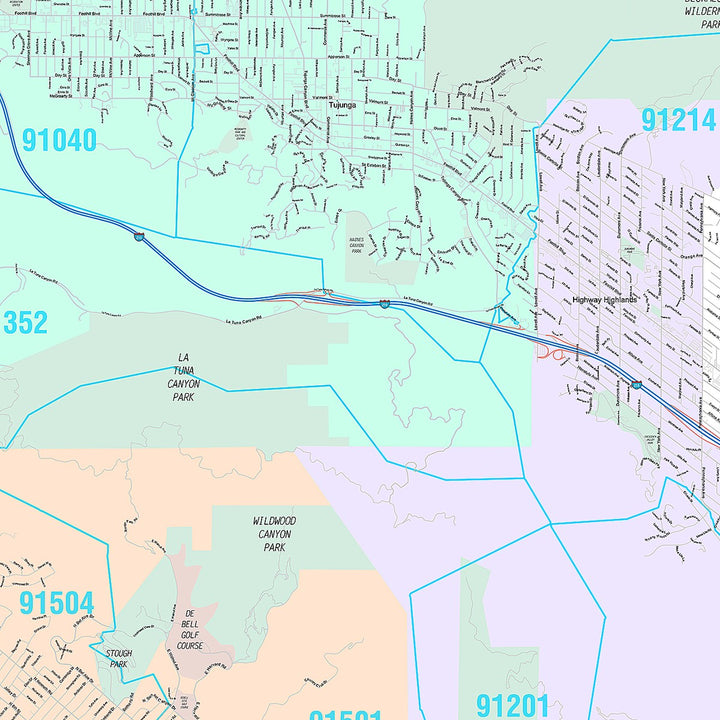 Premium Style Wall Map of Glendale CA