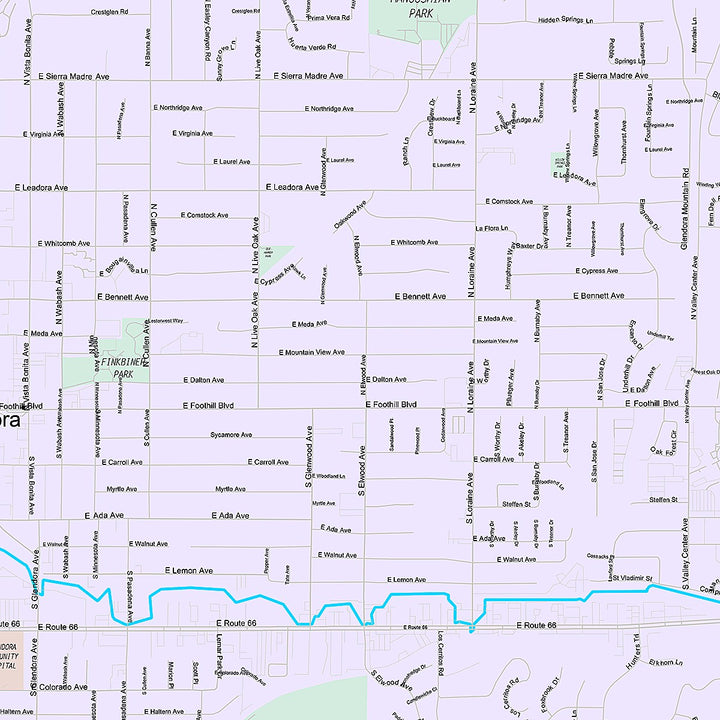 Premium Style Wall Map of Glendora, CA