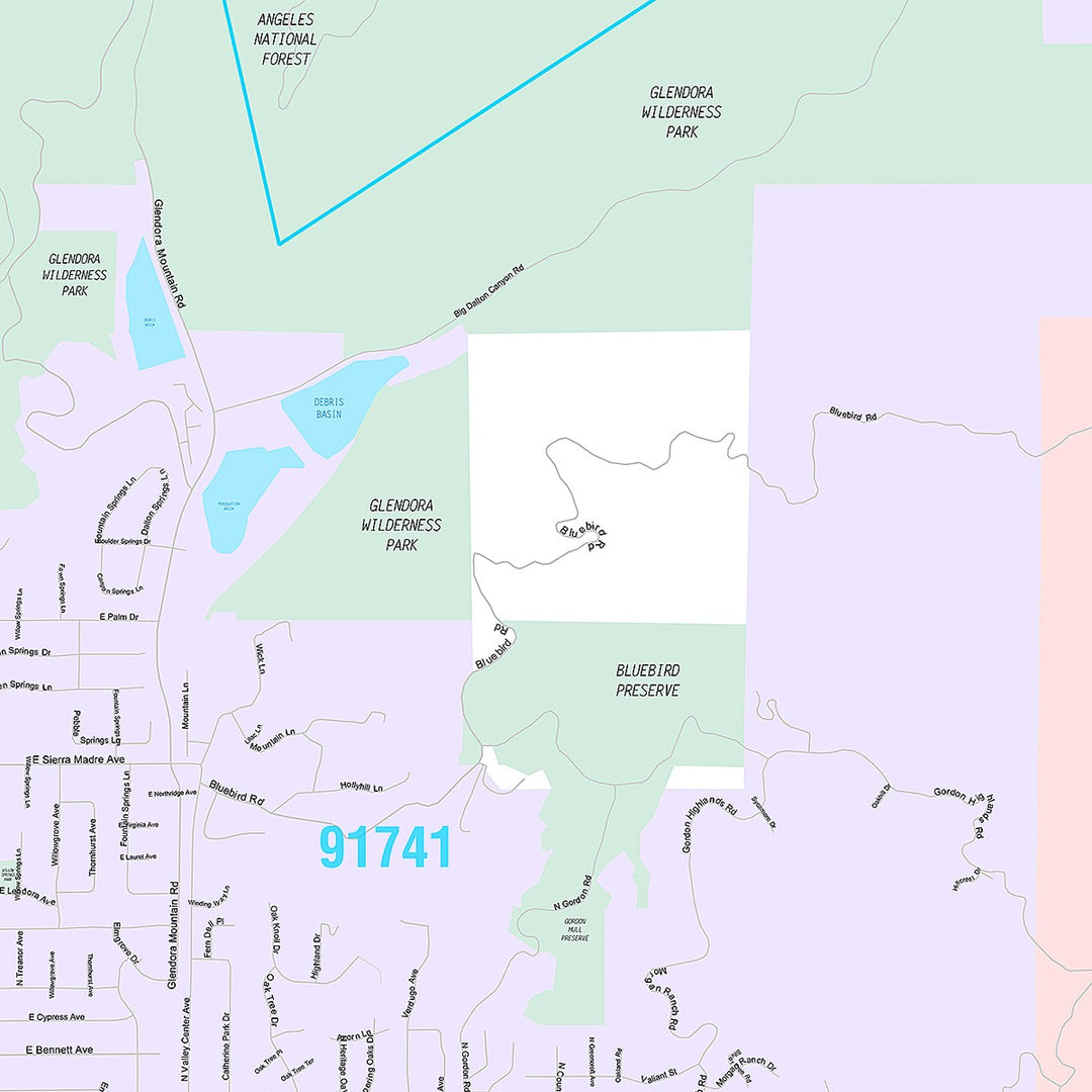 Premium Style Wall Map of Glendora, CA