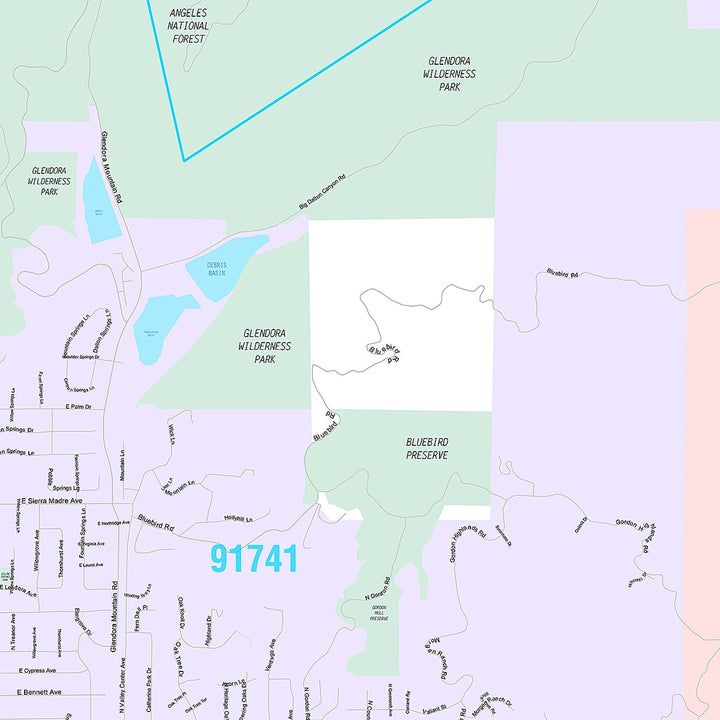 Premium Style Wall Map of Glendora, CA