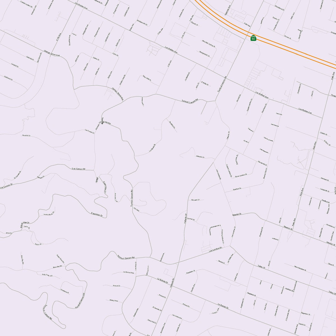 Color Cast Zip Code Style Wall Map of Hacienda Heights, CA