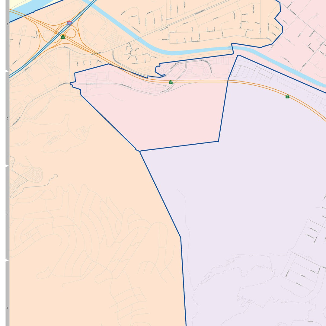 Color Cast Zip Code Style Wall Map of Hacienda Heights, CA