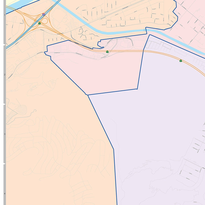 Color Cast Zip Code Style Wall Map of Hacienda Heights, CA
