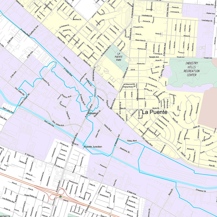 Premium Style Wall Map of Hacienda Heights, CA