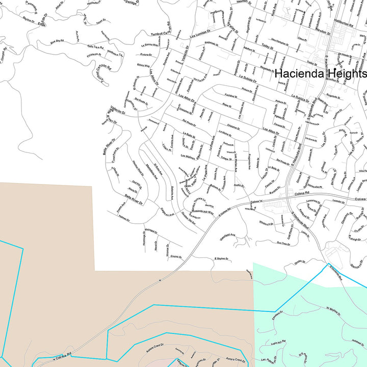 Premium Style Wall Map of Hacienda Heights, CA