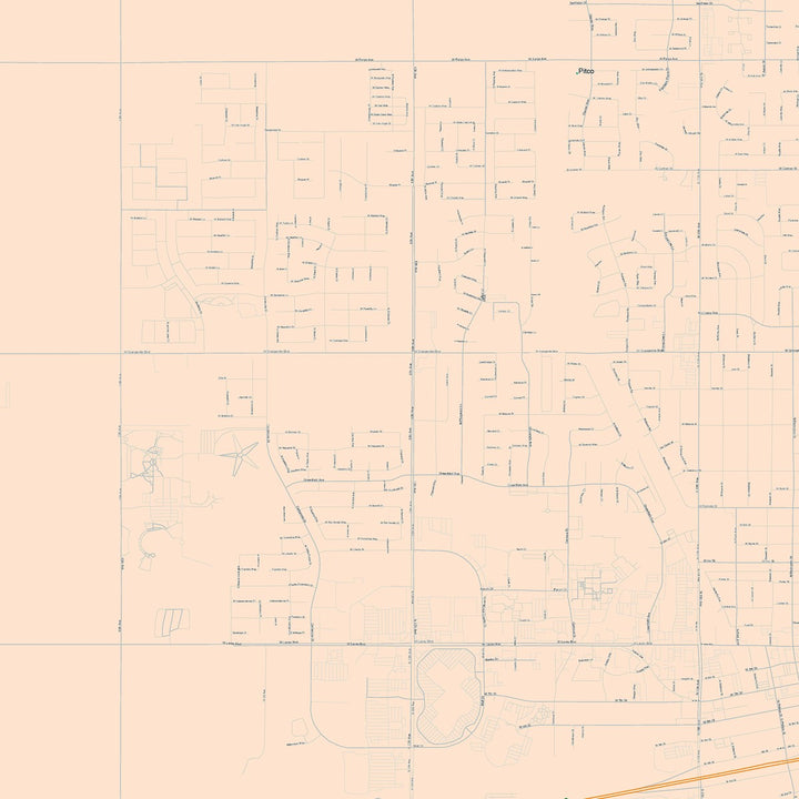 Color Cast Zip Code Style Wall Map of Hanford, CA