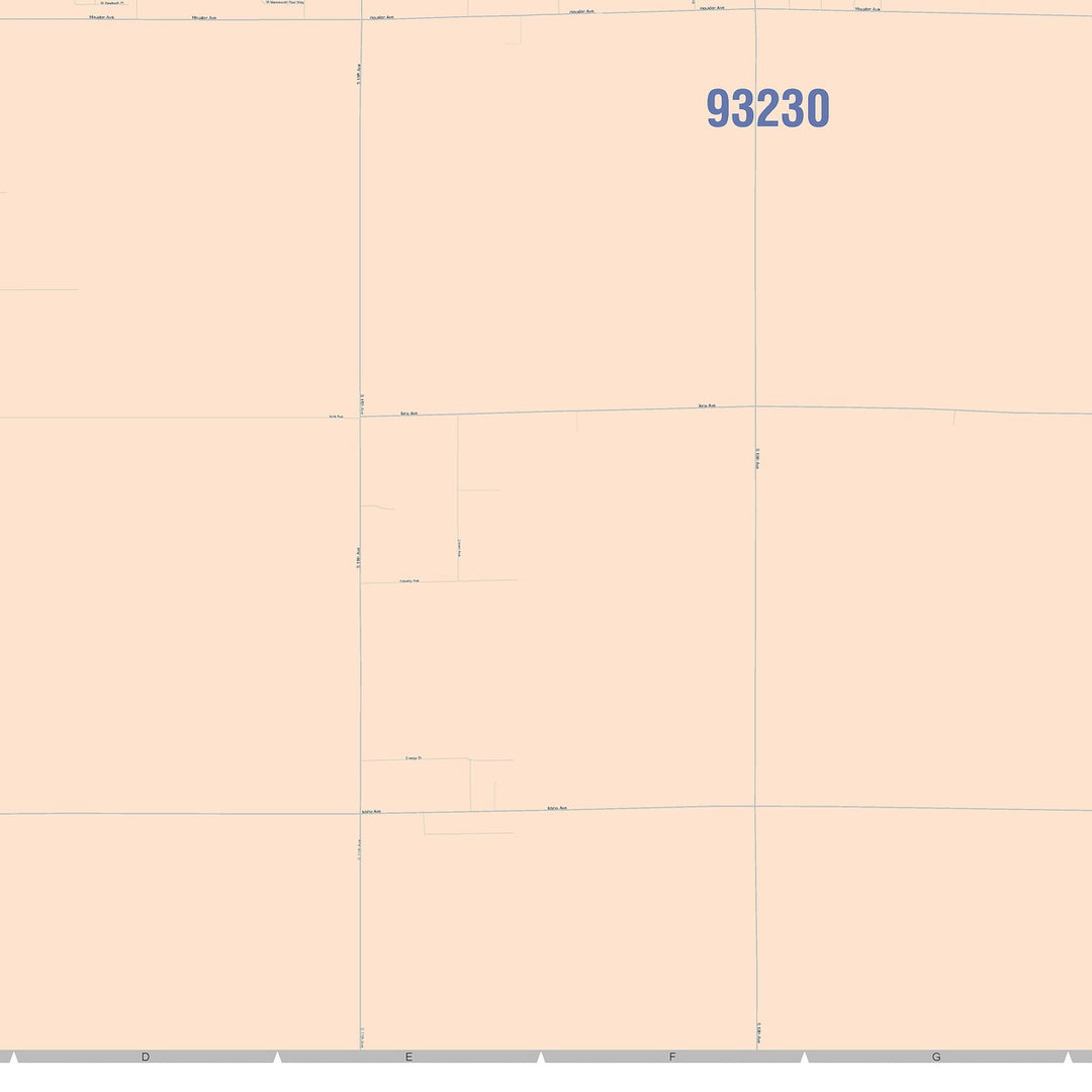 Color Cast Zip Code Style Wall Map of Hanford, CA