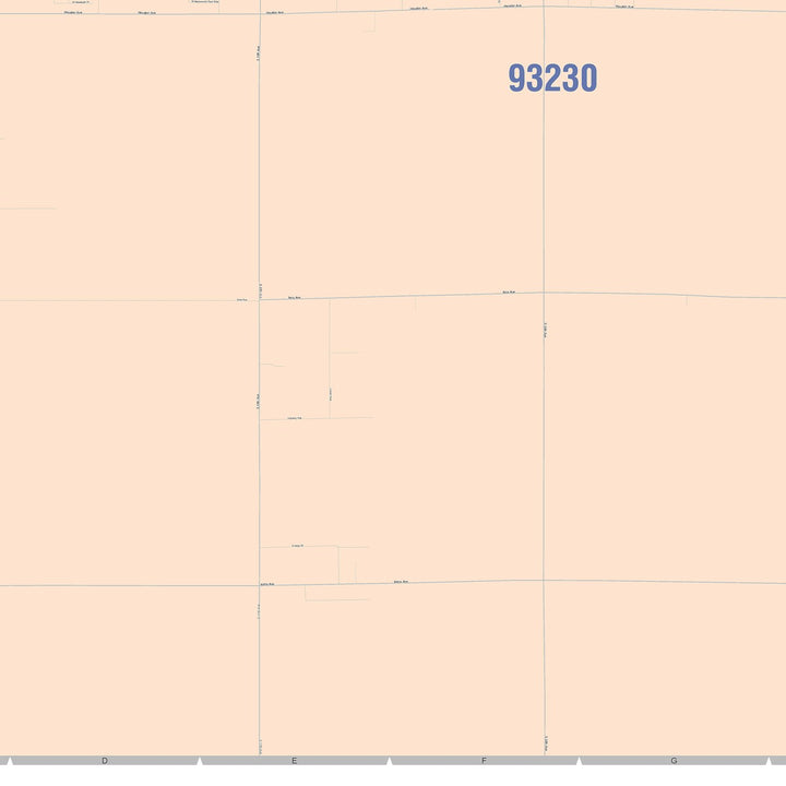 Color Cast Zip Code Style Wall Map of Hanford, CA