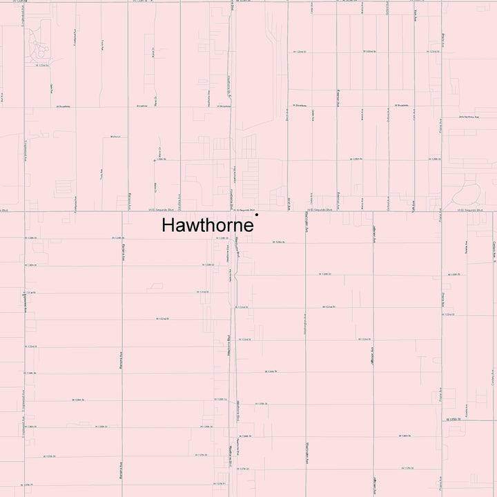 Color Cast Zip Code Style Wall Map of Hawthorne, CA
