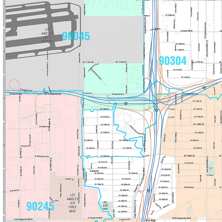 Premium Style Wall Map of Hawthorne, CA