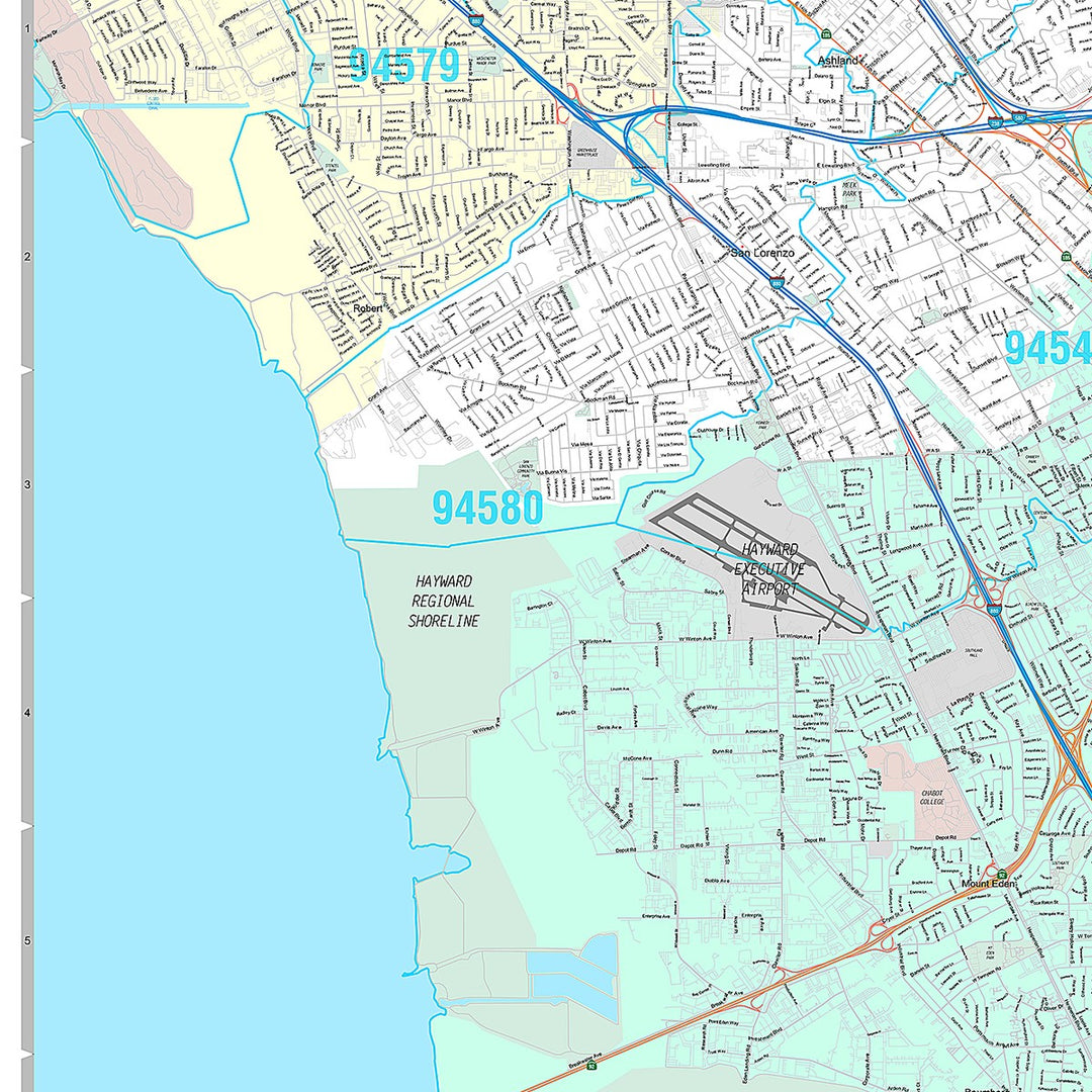 Premium Style Wall Map of Hayward, CA