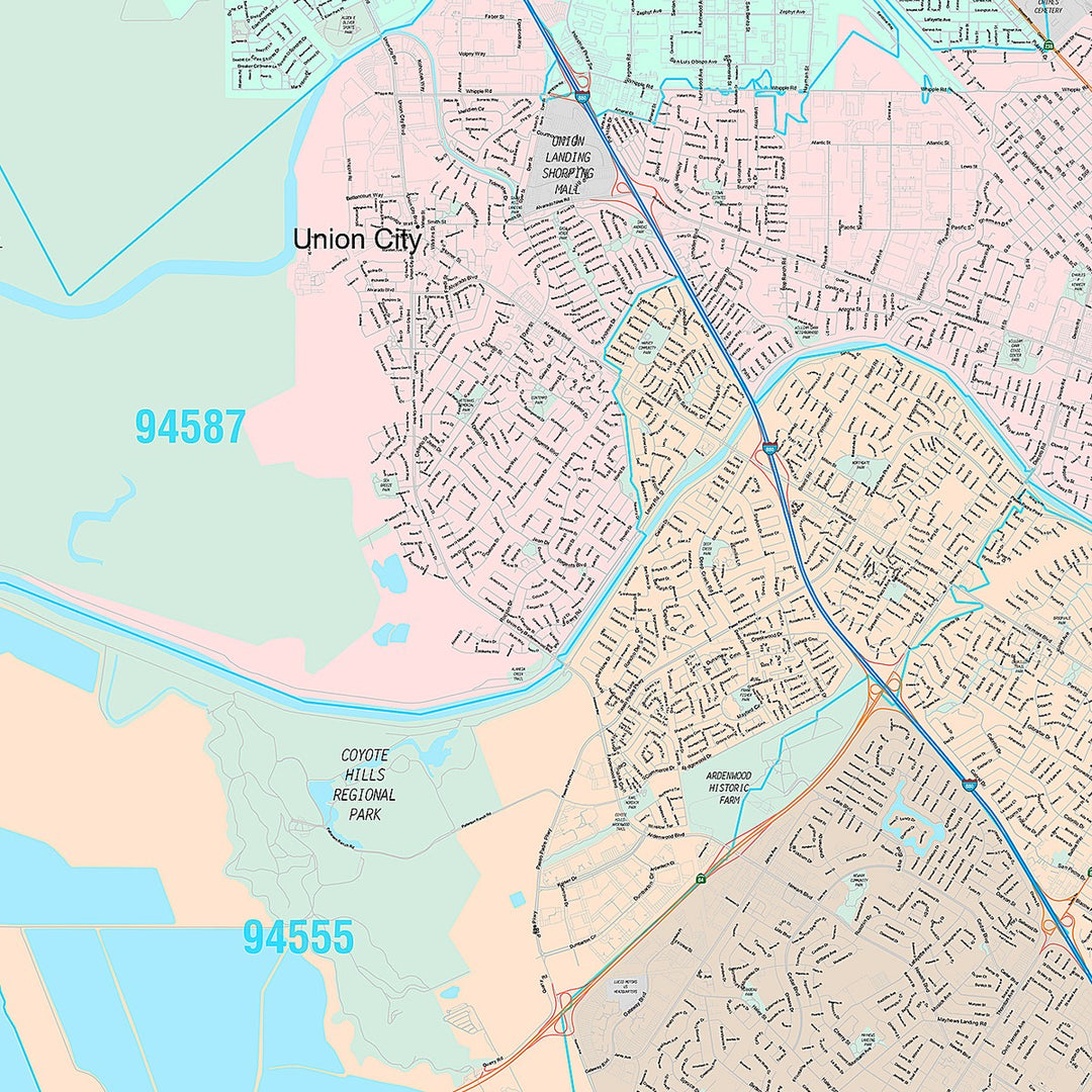 Premium Style Wall Map of Hayward, CA