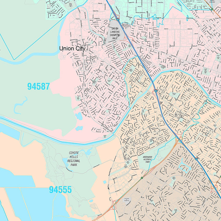 Premium Style Wall Map of Hayward, CA