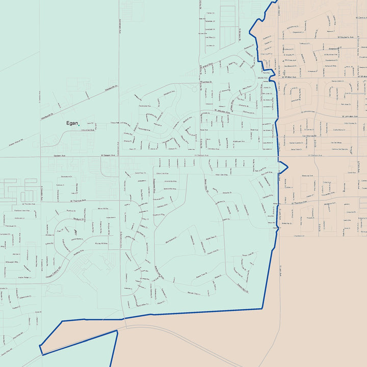 Color Cast Zip Code Style Wall Map of Hemet, CA
