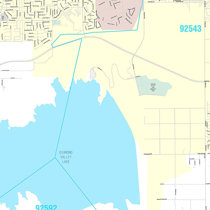 Premium Style Wall Map of Hemet, CA