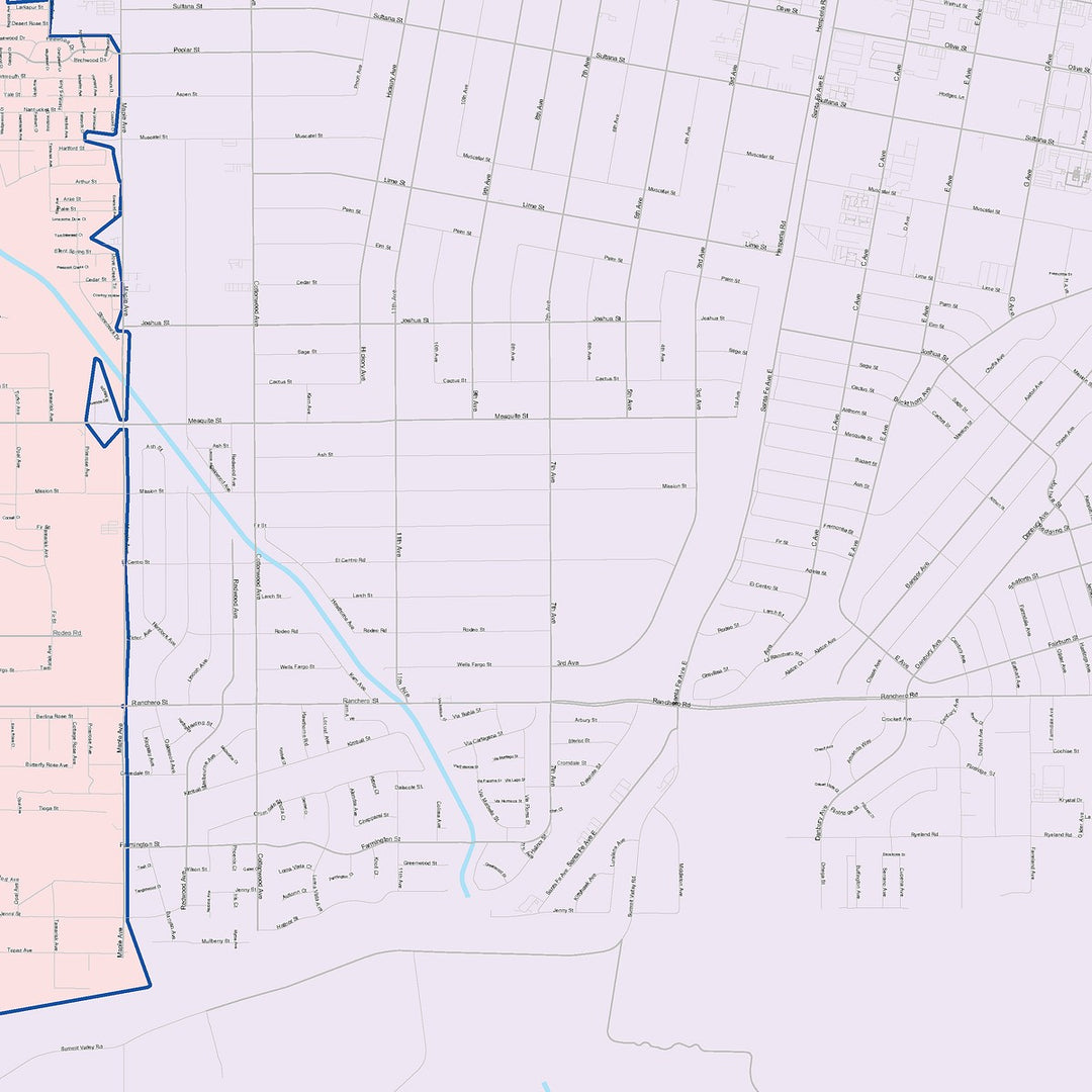 Color Cast Zip Code Style Wall Map of Hesperia, CA