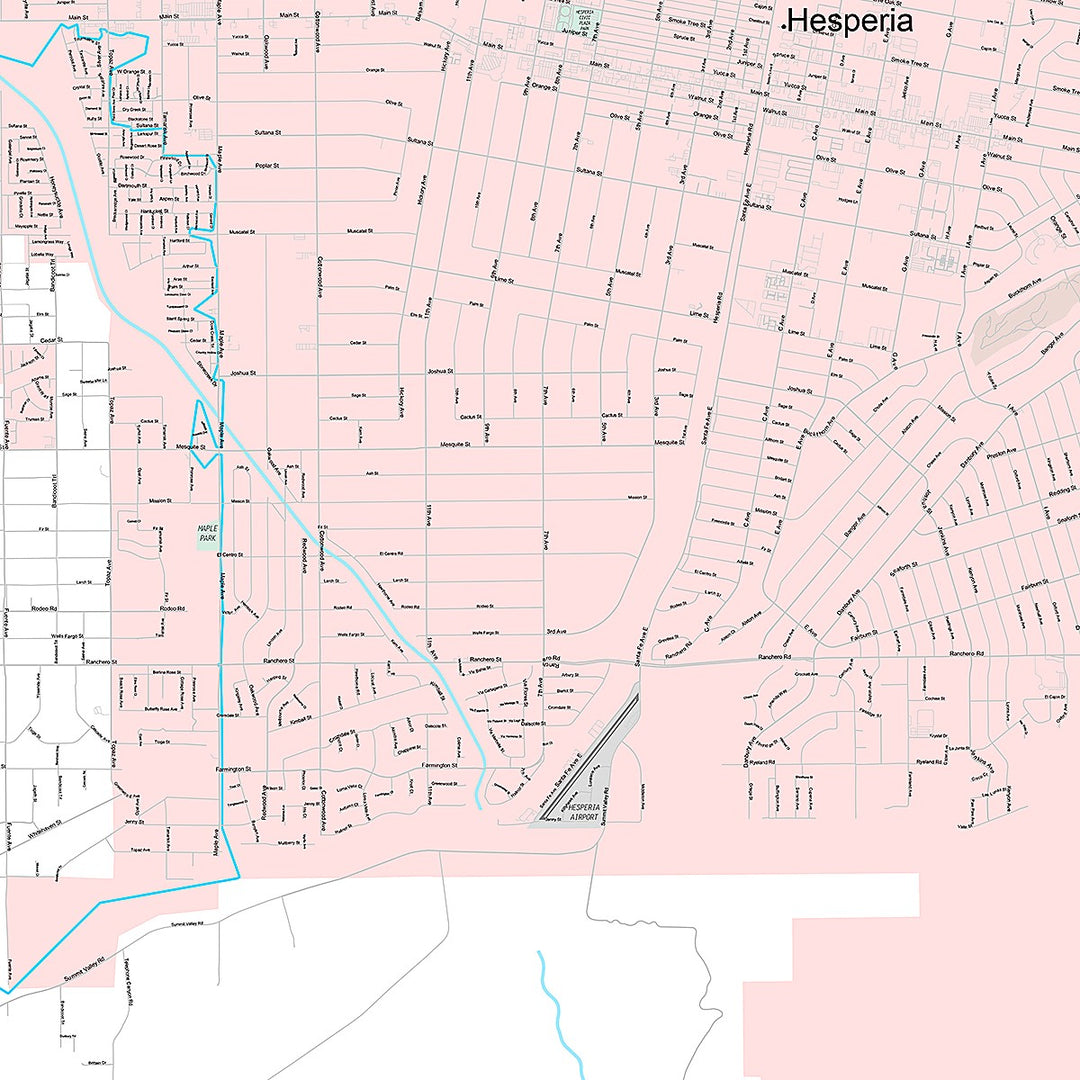 Premium Style Wall Map of Hesperia, CA