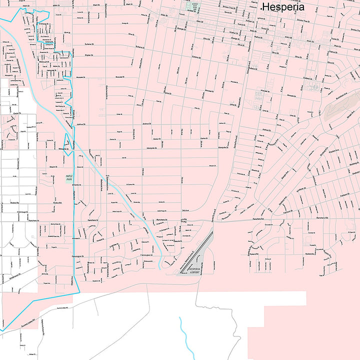 Premium Style Wall Map of Hesperia, CA