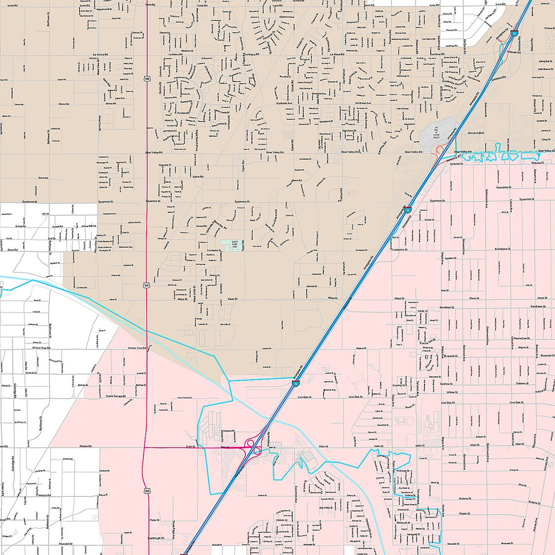 Premium Style Wall Map of Hesperia, CA